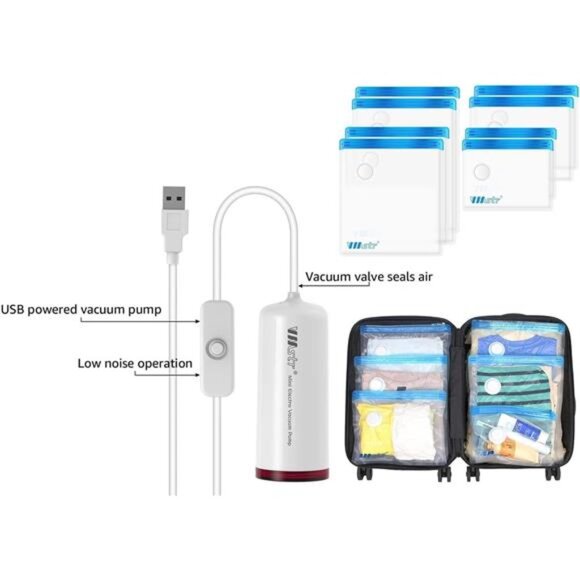 Travel Vacuum Storage Bags with Electric Pump (USB Pump + 8 Combo Bags) main image 6